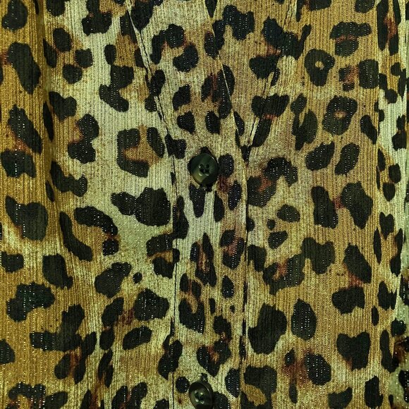 Soaked In Luxury Blouse Leopard Shirt Long Sleeve Button Down Animal Print Top - Picture 10 of 15